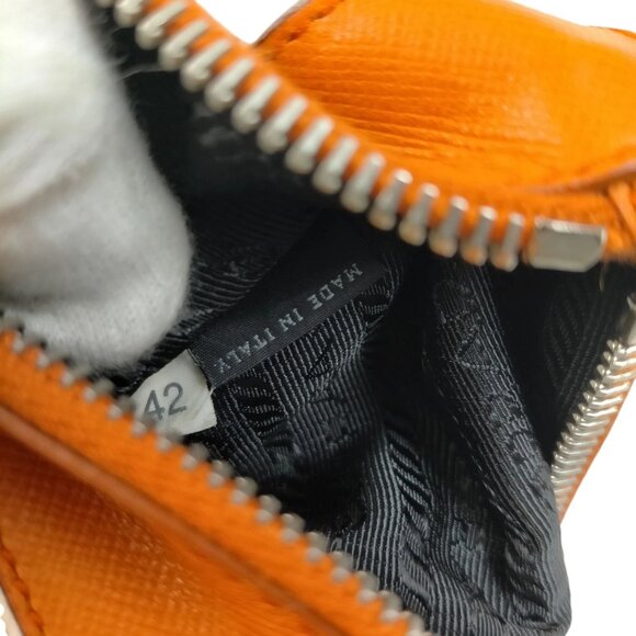 704214BV (L2) Prada Clutch Bag Orange Leather - Picture 8 of 9